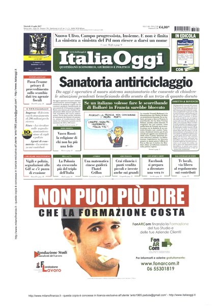 Italia oggi : quotidiano di economia finanza e politica